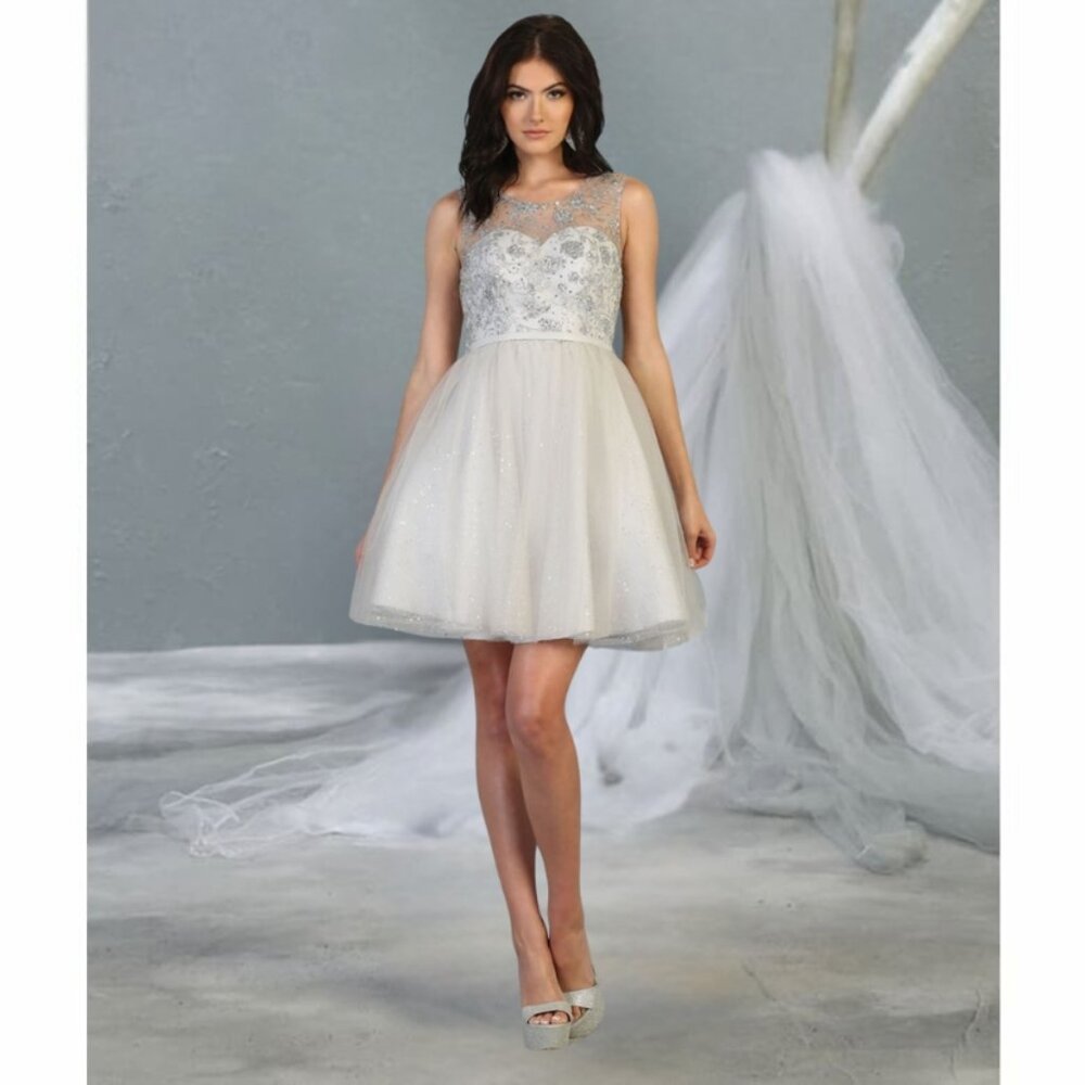 Silver Dama Dresses for Quinceañera Style By May Queen MQ1803